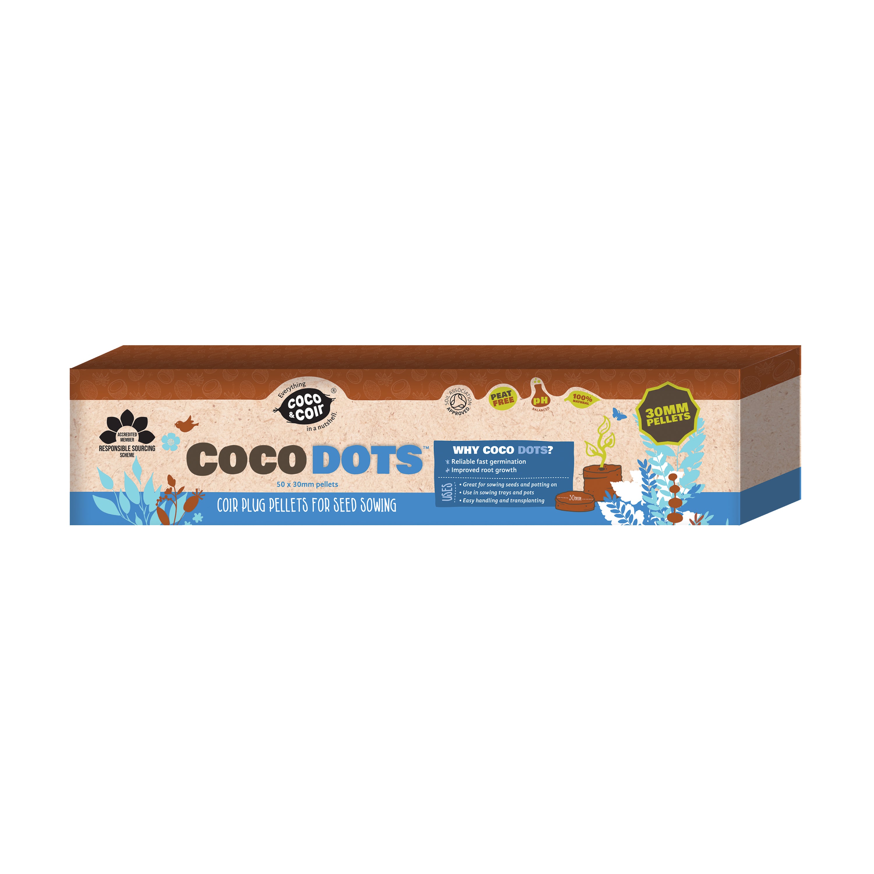 Peat-free Coir Pellet Compost Disks for Seeding Plug Plants & Germination | Coco & Coir Coco Dots (50 x 30mm)