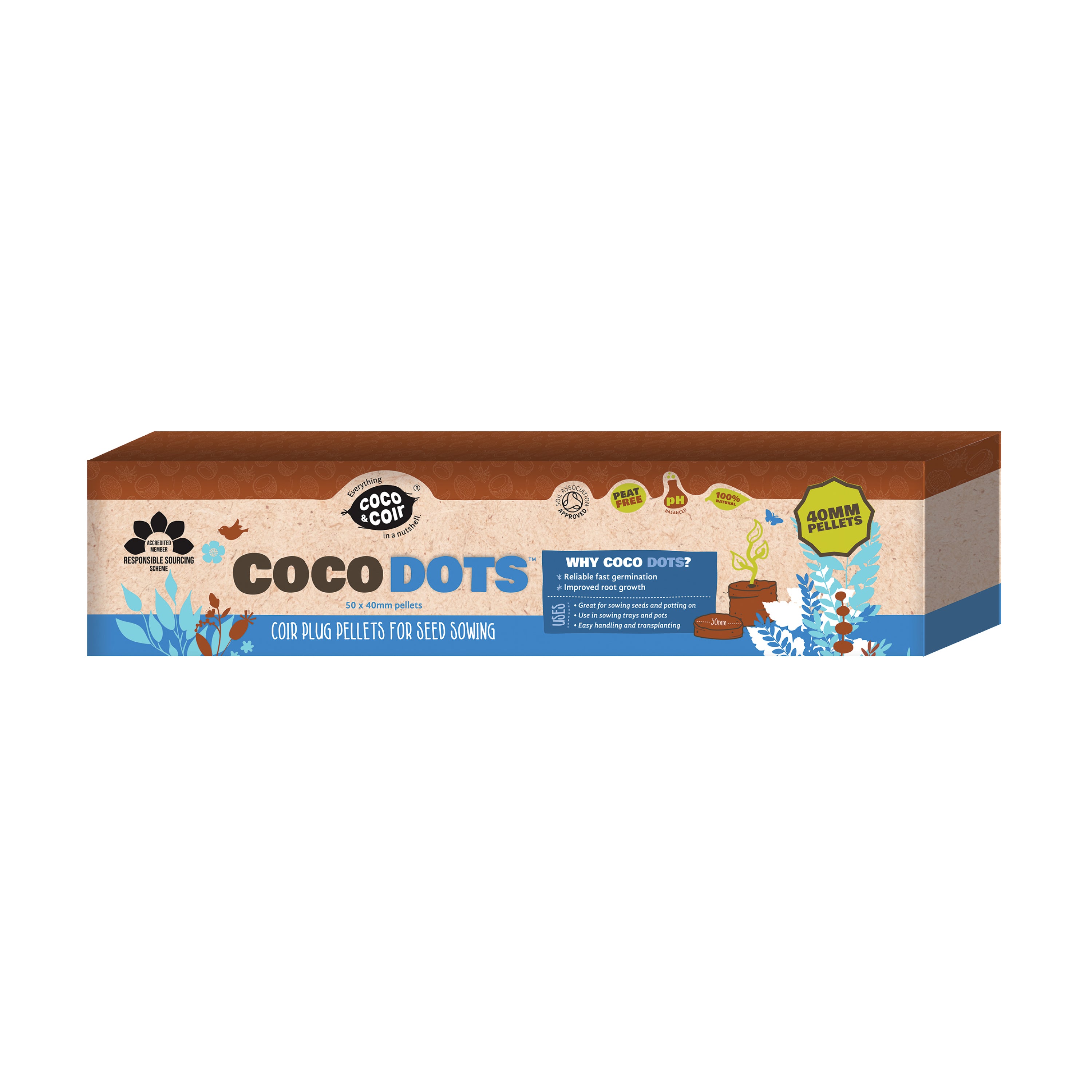 Peat-free Coir Pellet Compost Disks for Seeding Plug Plants & Germination | Coco & Coir Coco Dots (50 x 40mm)