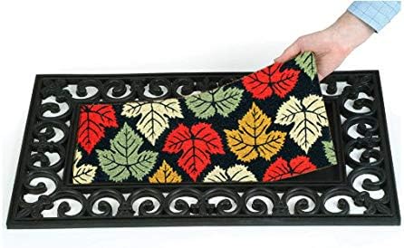 Coco&Coir TWO-in-ONE Coir doormat | Rubber base + 2 insert mats | Swappable | Premium Quality | Eco-Friendly | Outdoor | Heavy Duty | Entrance Door Mat | 45 x 75 cm (Two in one)