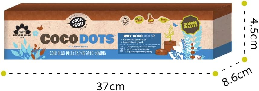 Peat-free Coir Pellet Compost Disks for Seeding Plug Plants & Germination | Coco & Coir Coco Dots (50 x 30mm)