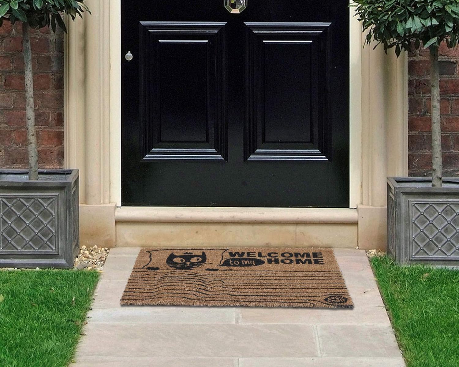 Coco & Coir Door Mat | Indoor Funny | Cat Design Entrance Welcome Mat (Cat Love)