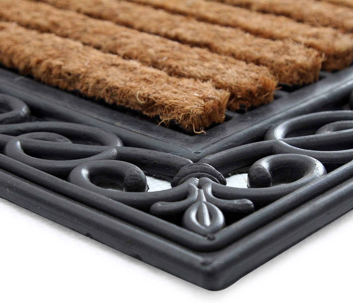 Coco & Coir Door Mat Indoor / Outdoor | 100% Natural Coir Moulded Rubber Eco-friendly Entrance Mat (The Peasant)