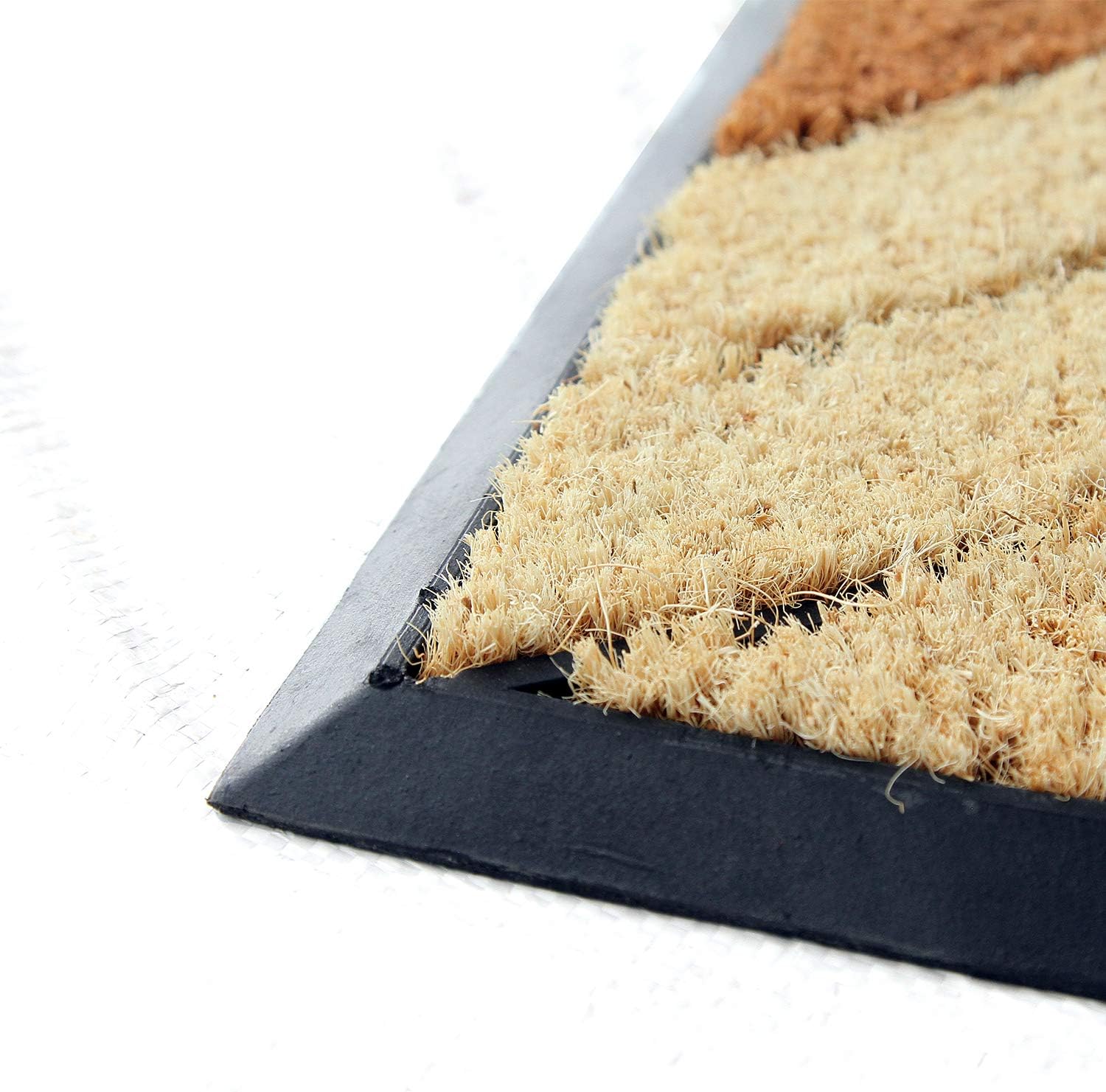 Coco & Coir Indoor Outdoor Doormat | Natural Thick (1.6cm) Coir, Hard Wearing Non-Slip Rubber Backed Entrance Mat (Palm Cluster Arc)