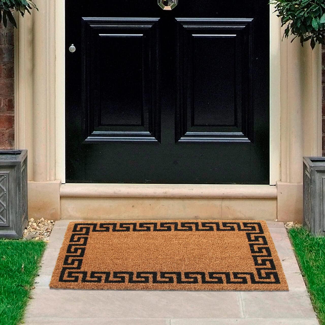Coco & Coir Door Mats Indoor | Natural Coir Indoor Door Mat | Non Slip heavy Duty Abstract Welcome Mat (Aztec Wall)