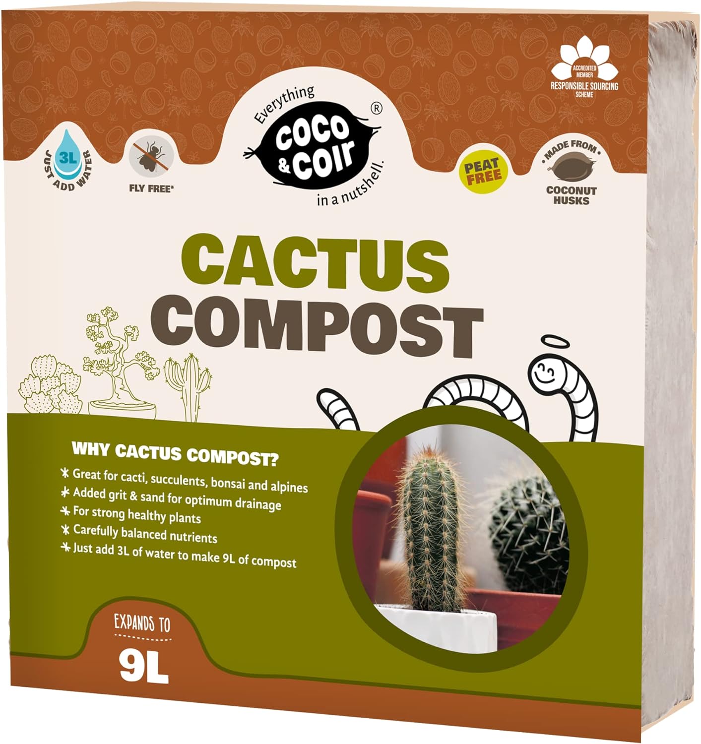Coco & Coir Cactus Soil (9L) | Succulent Potting Mix | Peat-free Coir Cacti And Succulent Potting Mix | High Drainage Terrarium Soil With Nutrients