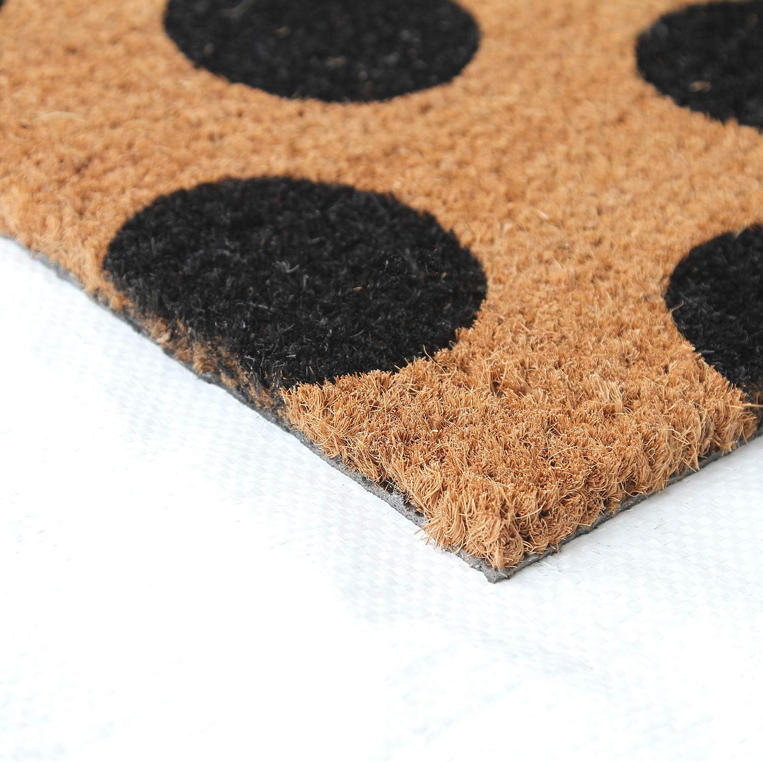 Coco & Coir Door Mat Indoor/Outdoor | Non Slip Abstract Design Entrance Welcome Mat (Polka Beauty)