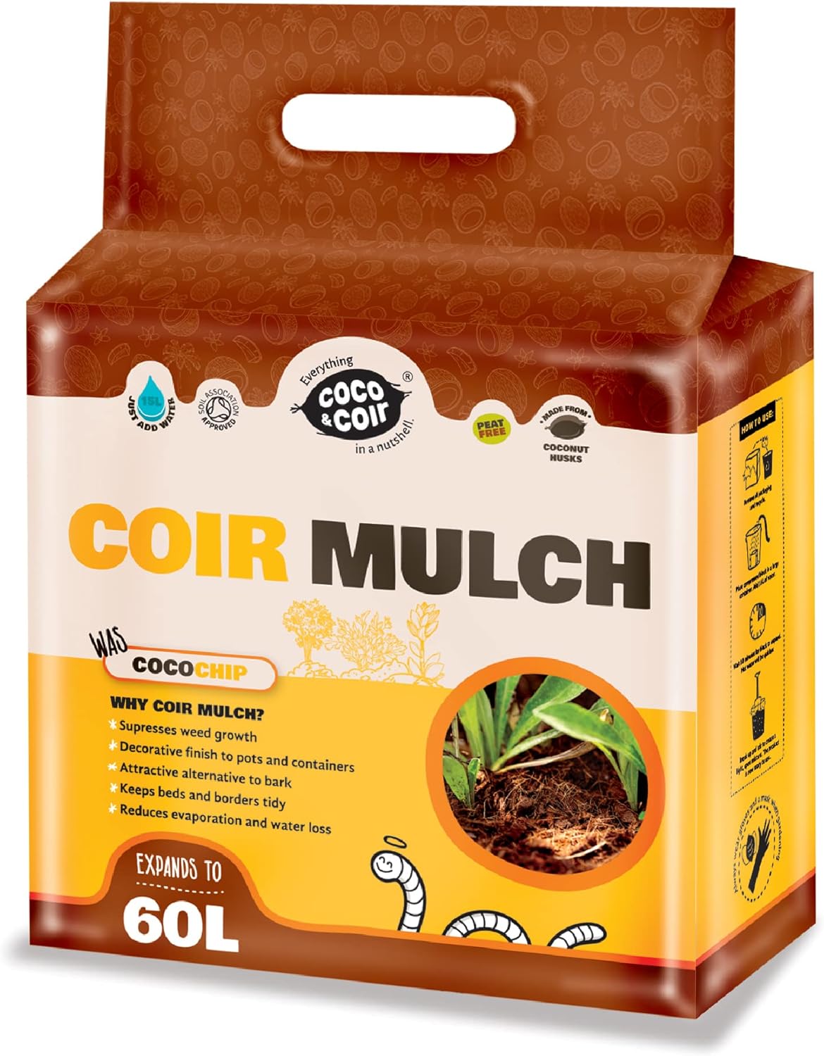 Coco Chip Mulch (60L) 100% Natural Eco-friendly Coir Mulch