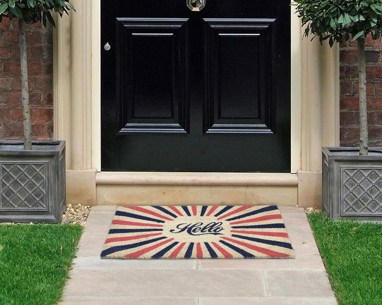 Coco&Coir Door Mat | Non-Slip | Thick Coir | Premium Quality | Rubber Backed | Eco-Friendly | Indoor | Outdoor | Heavy Duty | Urban Themed | Entrance Door Mat (Hello Dazzle)