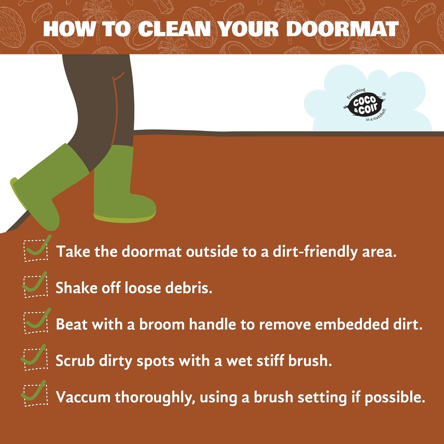 Coco & Coir Door Mats Indoor/Outdoor | Non Slip Natural Coir Entrance Welcome Mat (The Canvas)