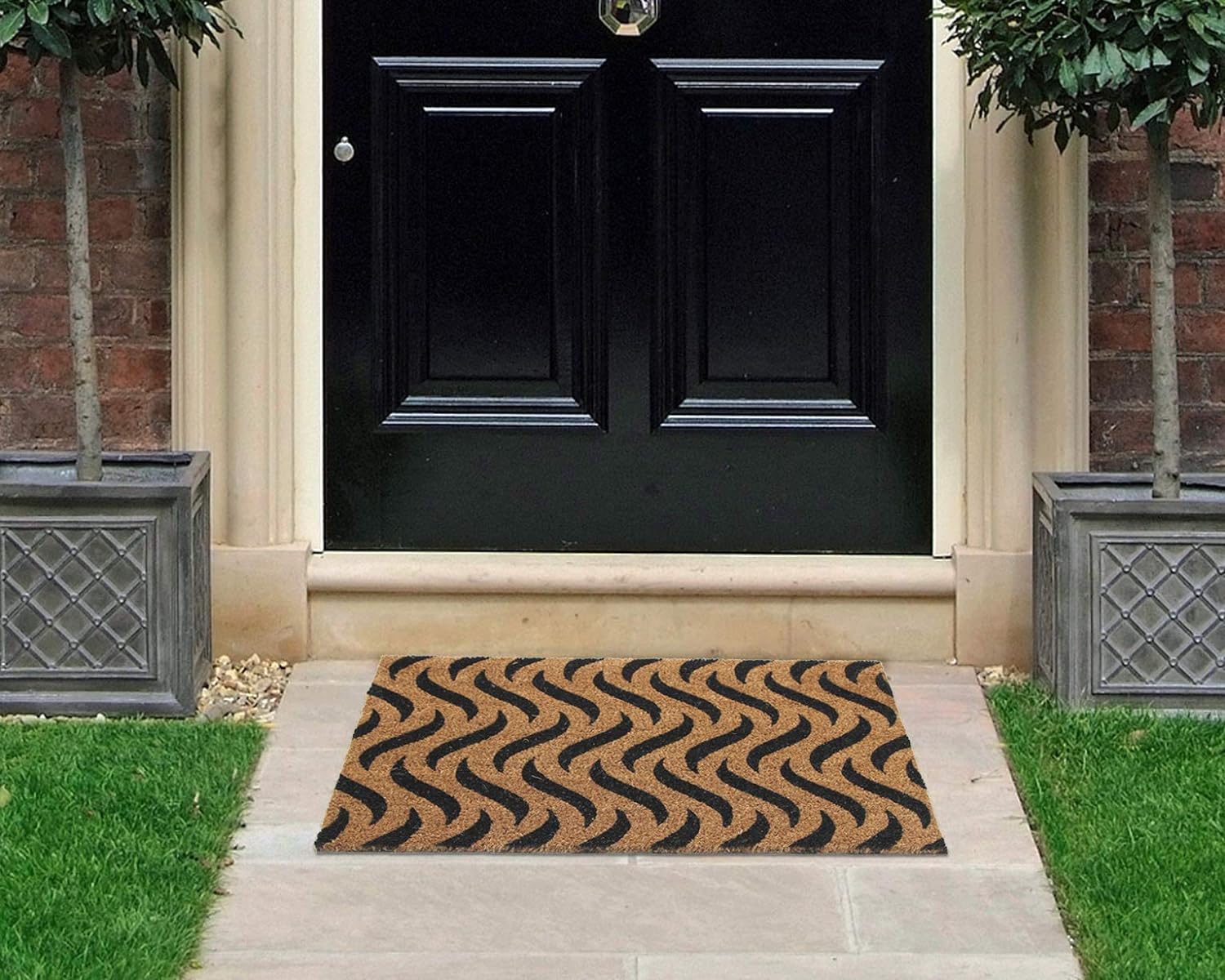 Coco&Coir Door Mat | Non-Slip | Thick Coir | Premium Quality | Rubber Backed | Eco-Friendly | Indoor | Outdoor | Heavy Duty | Patterned | Entrance Door Mat (Sand Dunes)