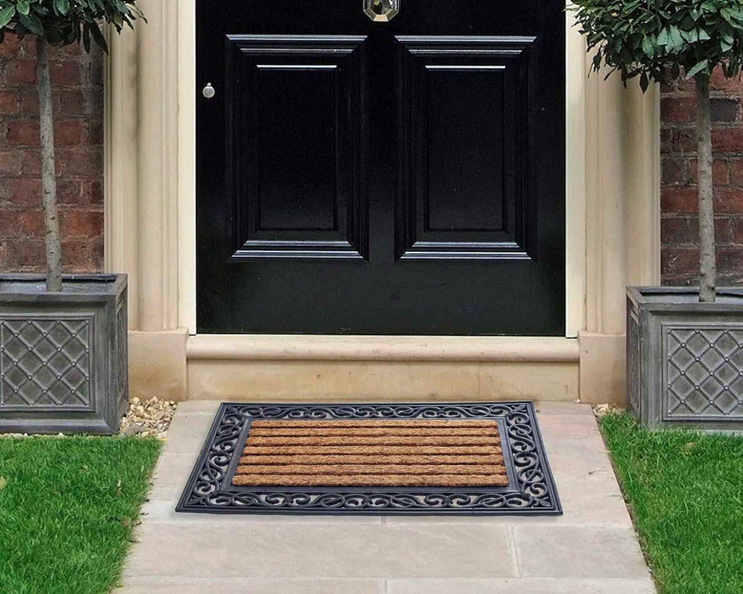 Coco & Coir Door Mat Indoor / Outdoor | 100% Natural Coir Moulded Rubber Eco-friendly Entrance Mat (The Peasant)