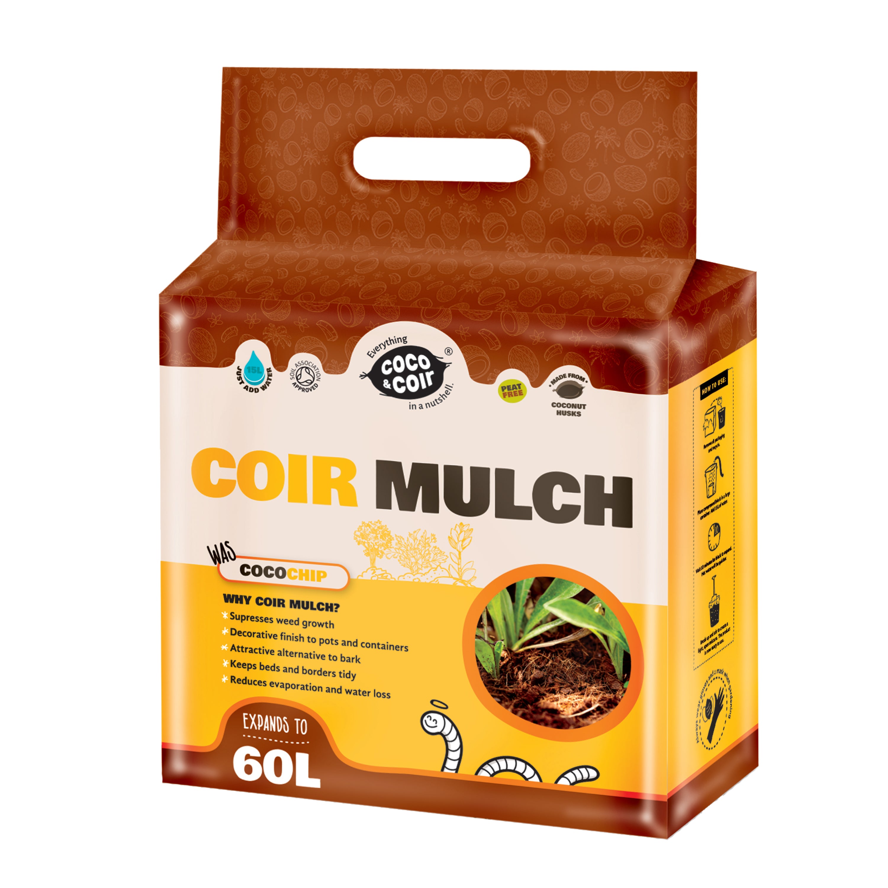 Coco Chip Mulch (60L) 100% Natural Eco-friendly Coir Mulch