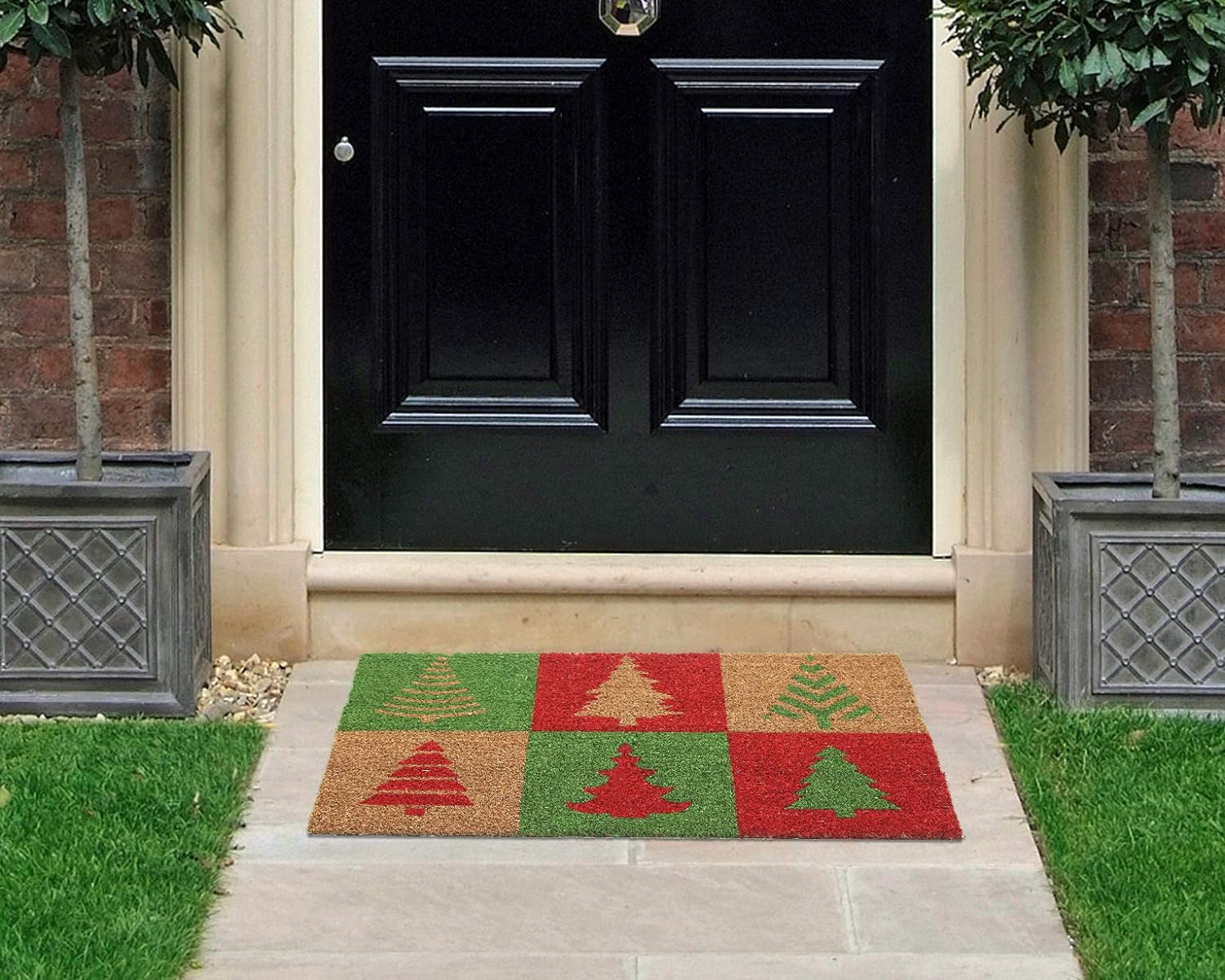 Coco&Coir Door Mat | Non-Slip | Thick Coir | Premium Quality | Rubber Backed | Eco-Friendly | Indoor | Outdoor | Heavy Duty | Christmas Theme | Xmas Entrance Door Mat (Christmas Tree)