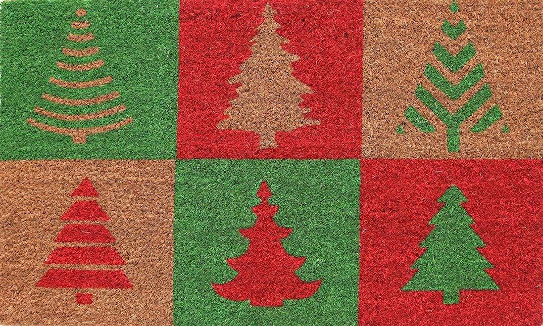 Coco&Coir Door Mat | Non-Slip | Thick Coir | Premium Quality | Rubber Backed | Eco-Friendly | Indoor | Outdoor | Heavy Duty | Christmas Theme | Xmas Entrance Door Mat (Christmas Tree)