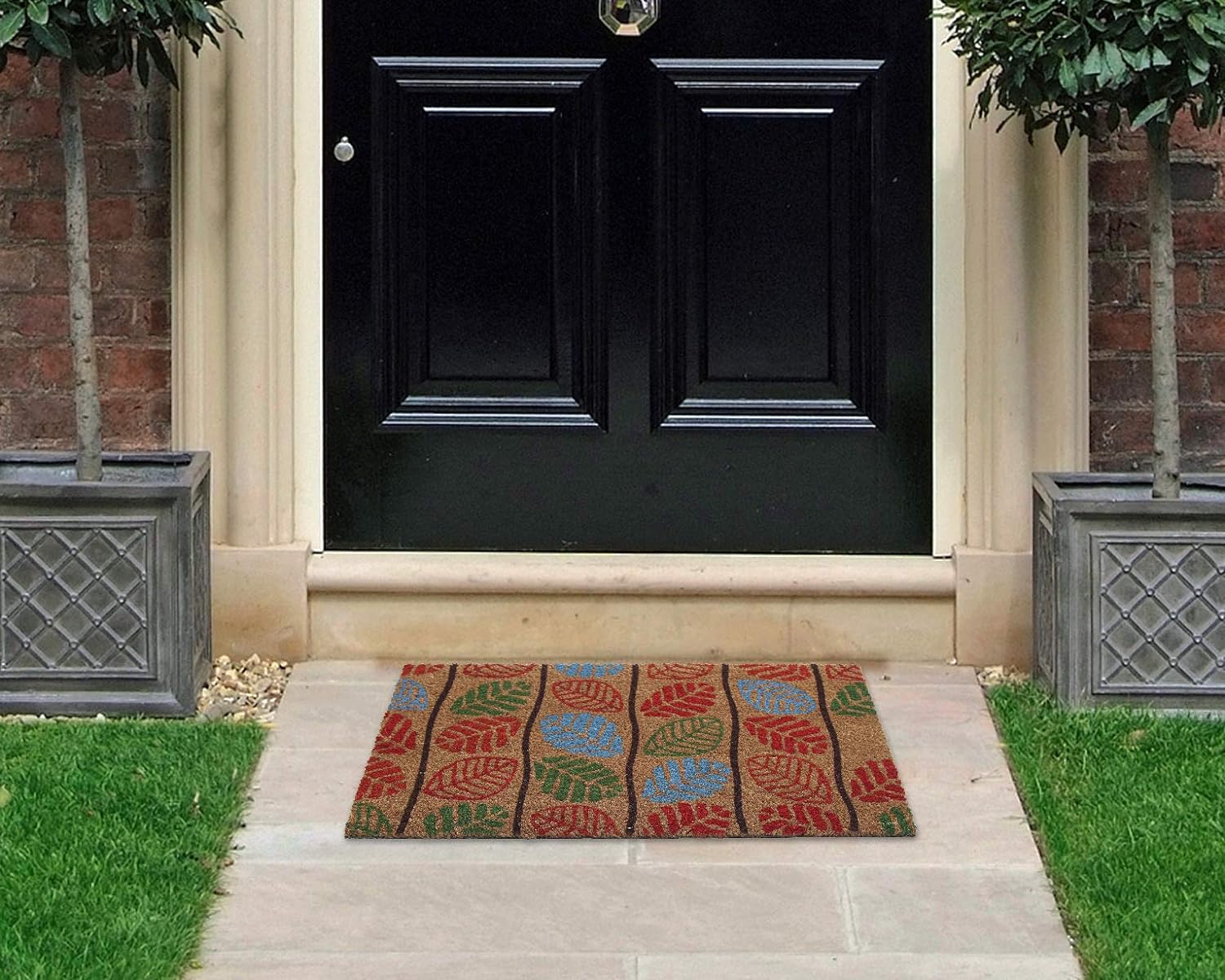 Coco&Coir Door Mat | Non-Slip | Thick Coir | Premium Quality | Rubber Backed | Eco-Friendly | Indoor | Outdoor | Heavy Duty | Leaves Themed | Entrance Door Mat (Early Leaves)