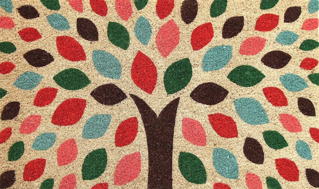 Coco&Coir Natural Coir | Non-Slip | Thick Coir | Premium Quality | Rubber Backed | Eco-Friendly | Indoor | Outdoor | Leaves Themed | Entrance Door Mat (Zen Tree)