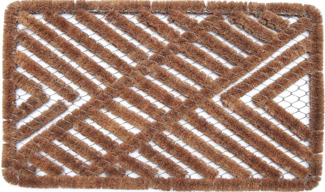 Coco & Coir Door Mat | Outdoor | Weather Proof Front Door Mat | Water Draining Boot Scraper (Iron Heart)