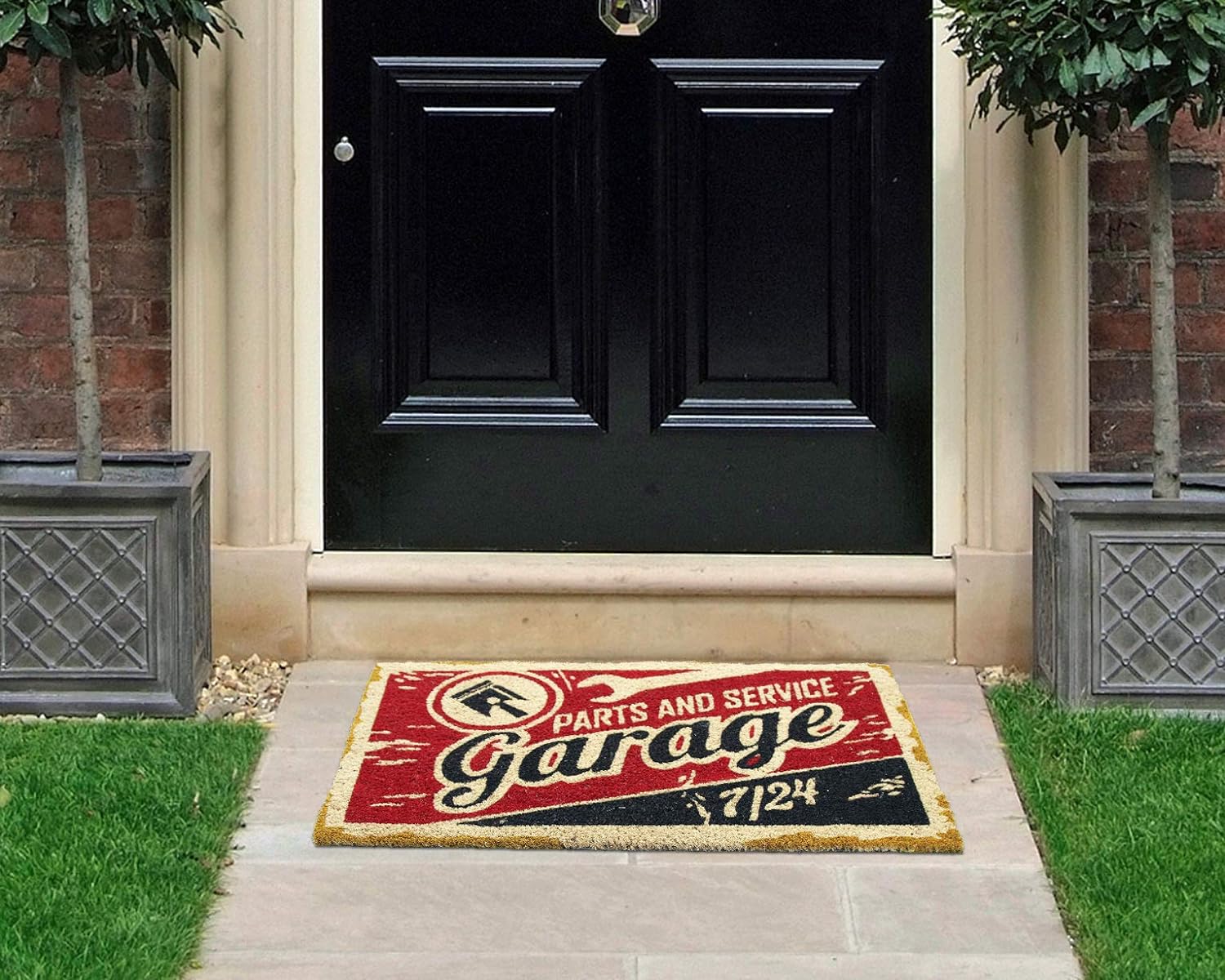 Coco & Coir Door Mats Indoor/Outdoor | Non Slip Colourful Lifestyle Entrance Mat (The Garage)