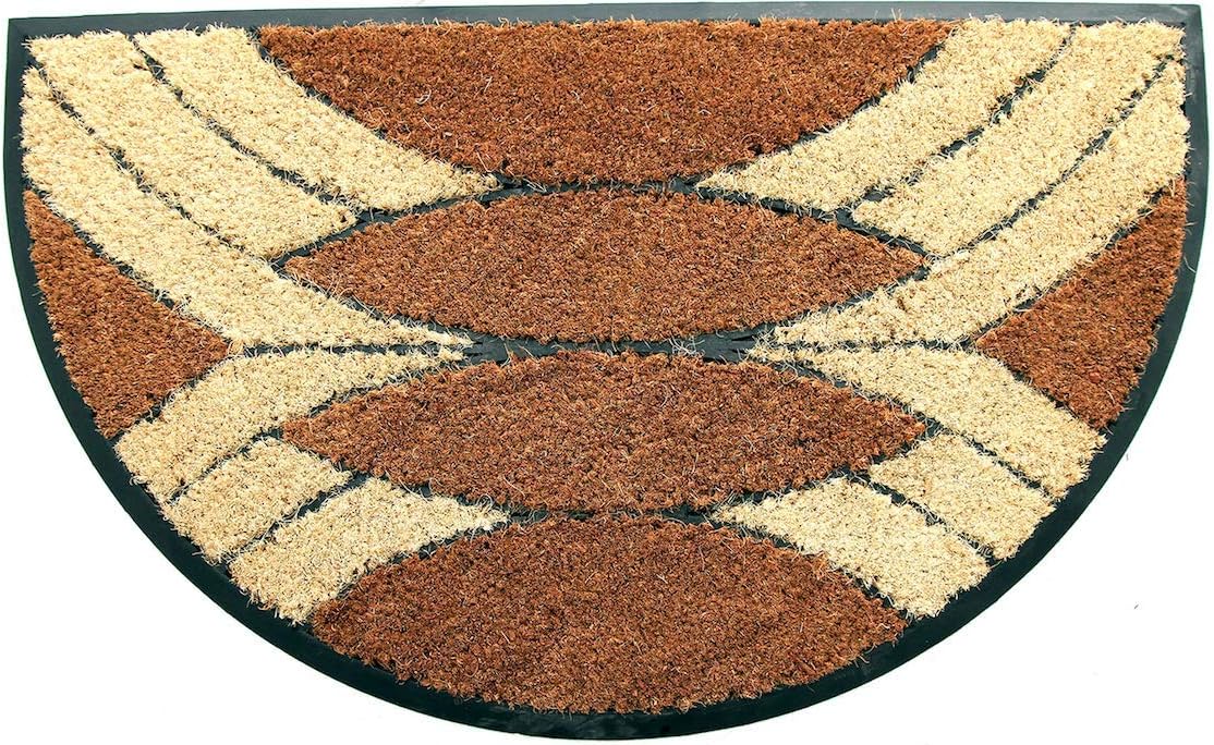 Coco & Coir Indoor Outdoor Doormat | Natural Thick (1.6cm) Coir, Hard Wearing Non-Slip Rubber Backed Entrance Mat (Palm Cluster Arc)