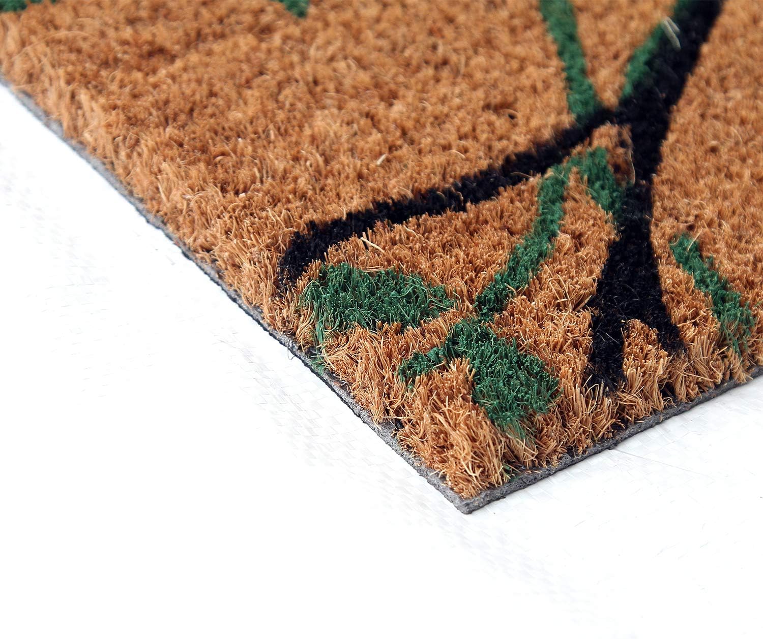 Coco & Coir Door Mat Indoor Outdoor. Natural Organic Coir. Heavy Duty, Non-Slip 1.5cm Thick. Stunning Gardening/Leaves Design Entrance Door Mat (Shadow Leaves)