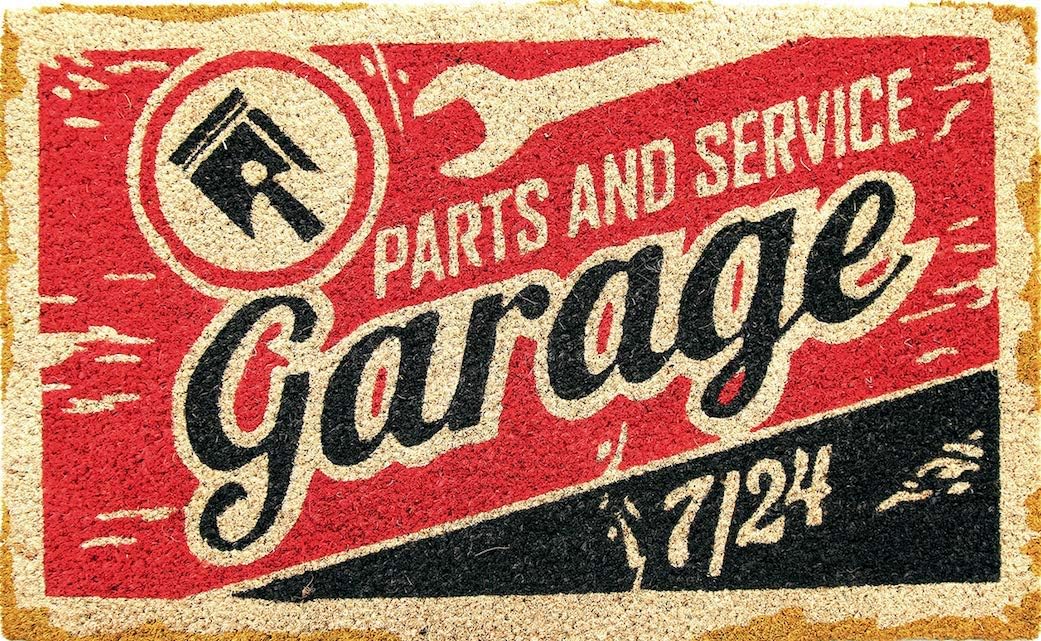 Coco & Coir Door Mats Indoor/Outdoor | Non Slip Colourful Lifestyle Entrance Mat (The Garage)