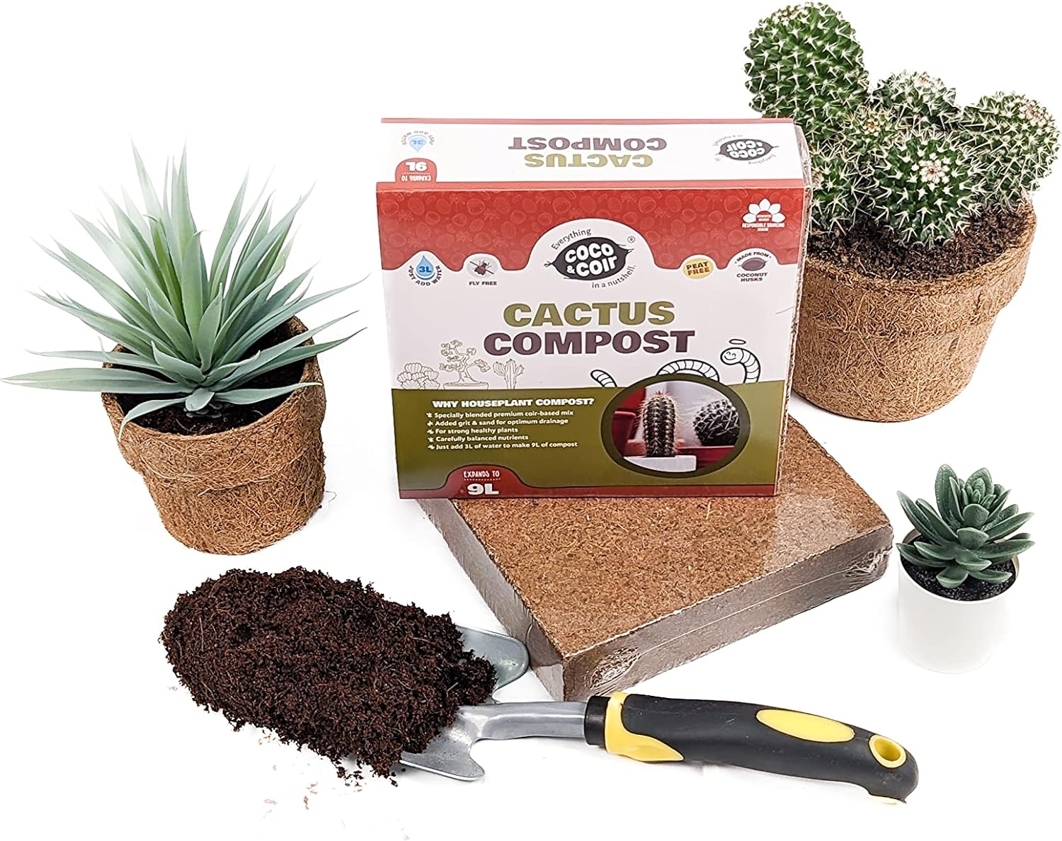 Coco & Coir Cactus Soil (9L) | Succulent Potting Mix | Peat-free Coir Cacti And Succulent Potting Mix | High Drainage Terrarium Soil With Nutrients