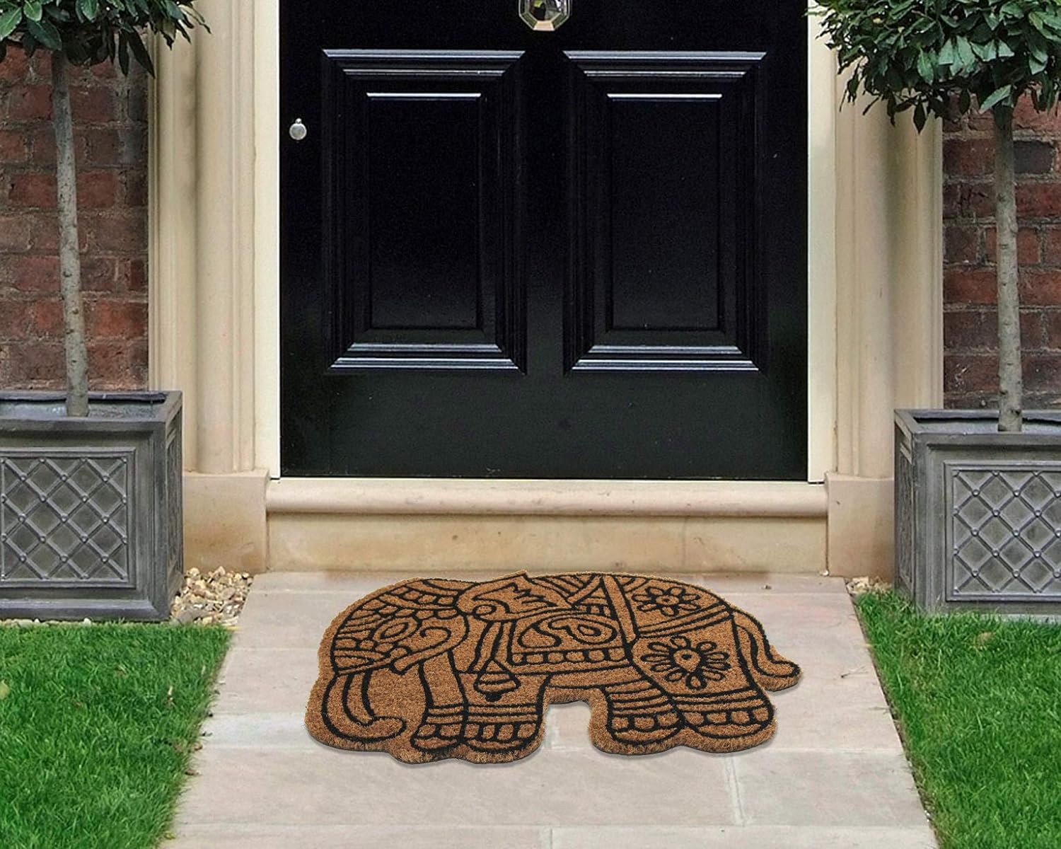 Coco&Coir Natural Coir | Non-Slip | Thick Coir | Premium Quality | Rubber Backed | Eco-Friendly | Indoor | Outdoor | Heavy Duty | Animal Theme | Entrance Door Mat | (Royal Jumbo)