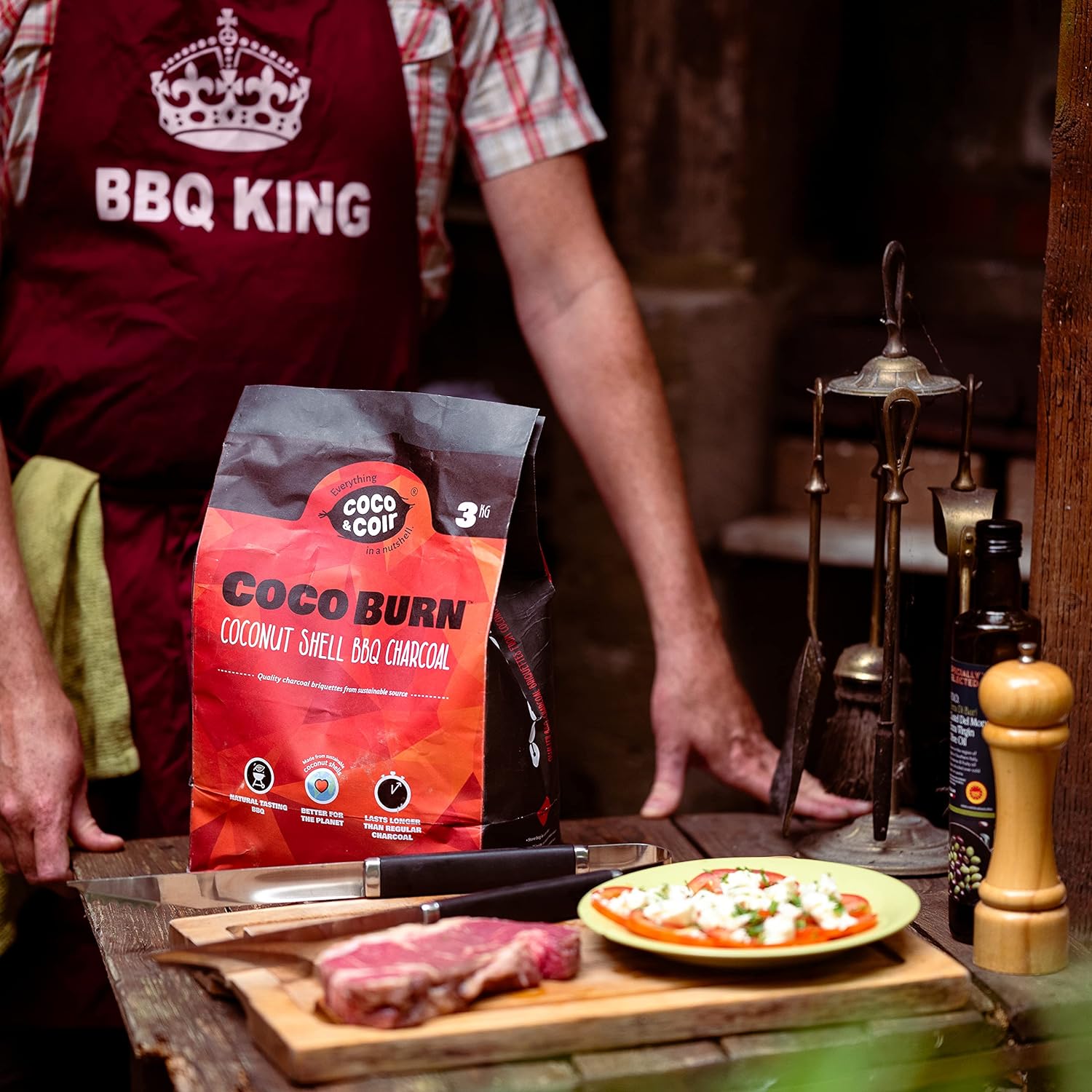 COCO & COIR Natural BBQ Charcoal | Coconut Shell Briquettes | Perfect for Outdoor Barbecues | Long Burn | 100% Natural