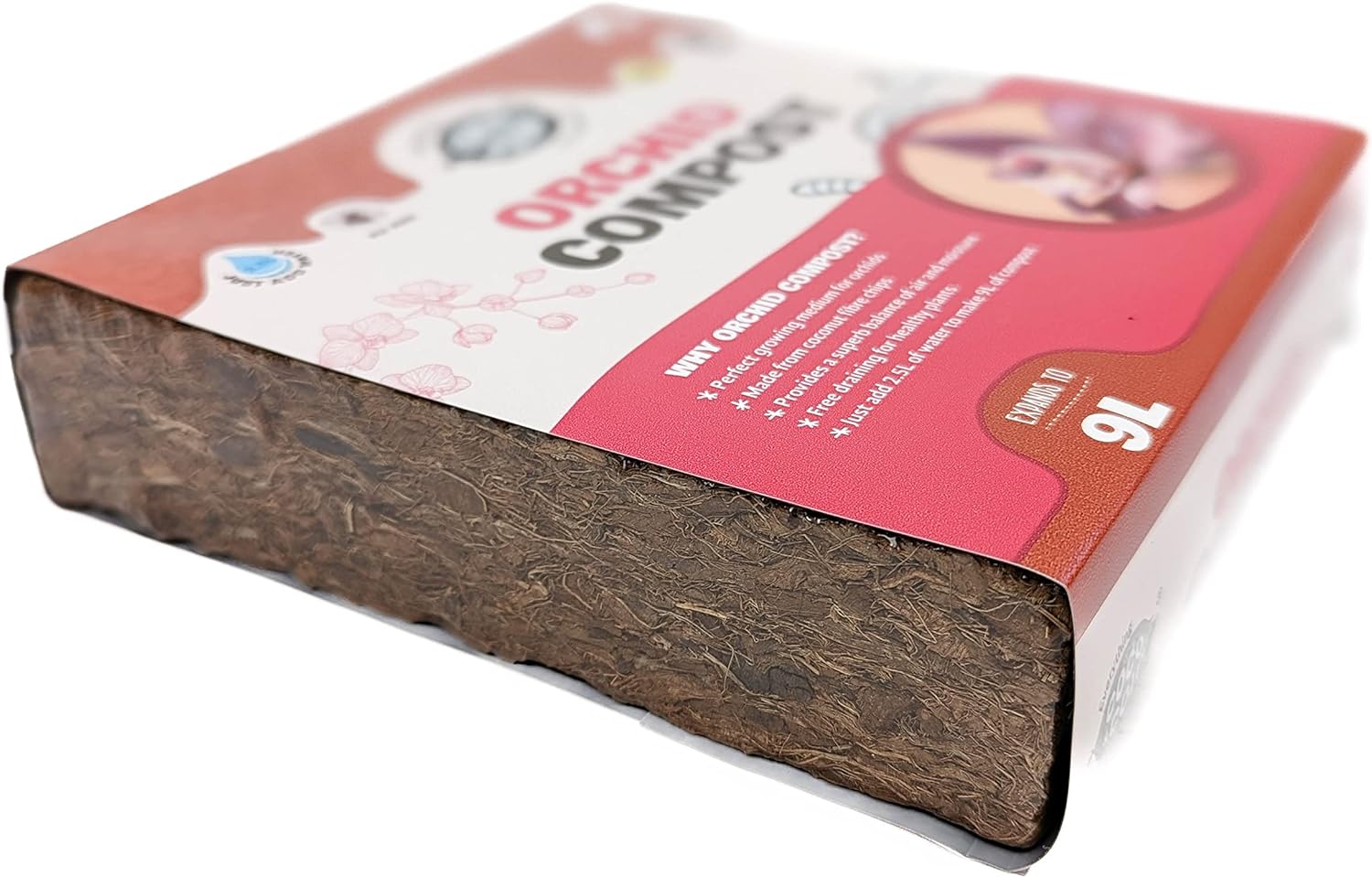 Coco & Coir Orchid Potting Mix | Peat-free Orchid Compost/Orchid Bark Replacement with Orchid Feed | Repotting All Orchid Plants (9L)