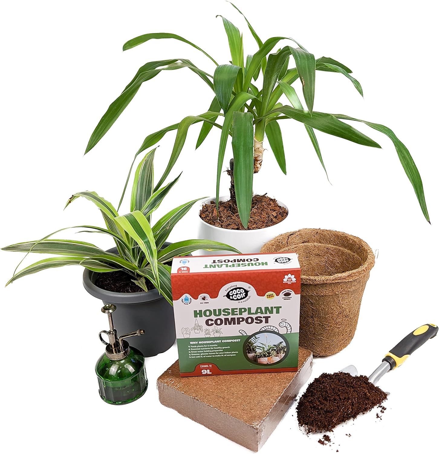 Coco & Coir Houseplant Potting Mix | Peat-free Potting Soil For Indoor Plants | Plant Food Enriched Houseplant Compost With House Plant Fertilizer Formulation (9L)