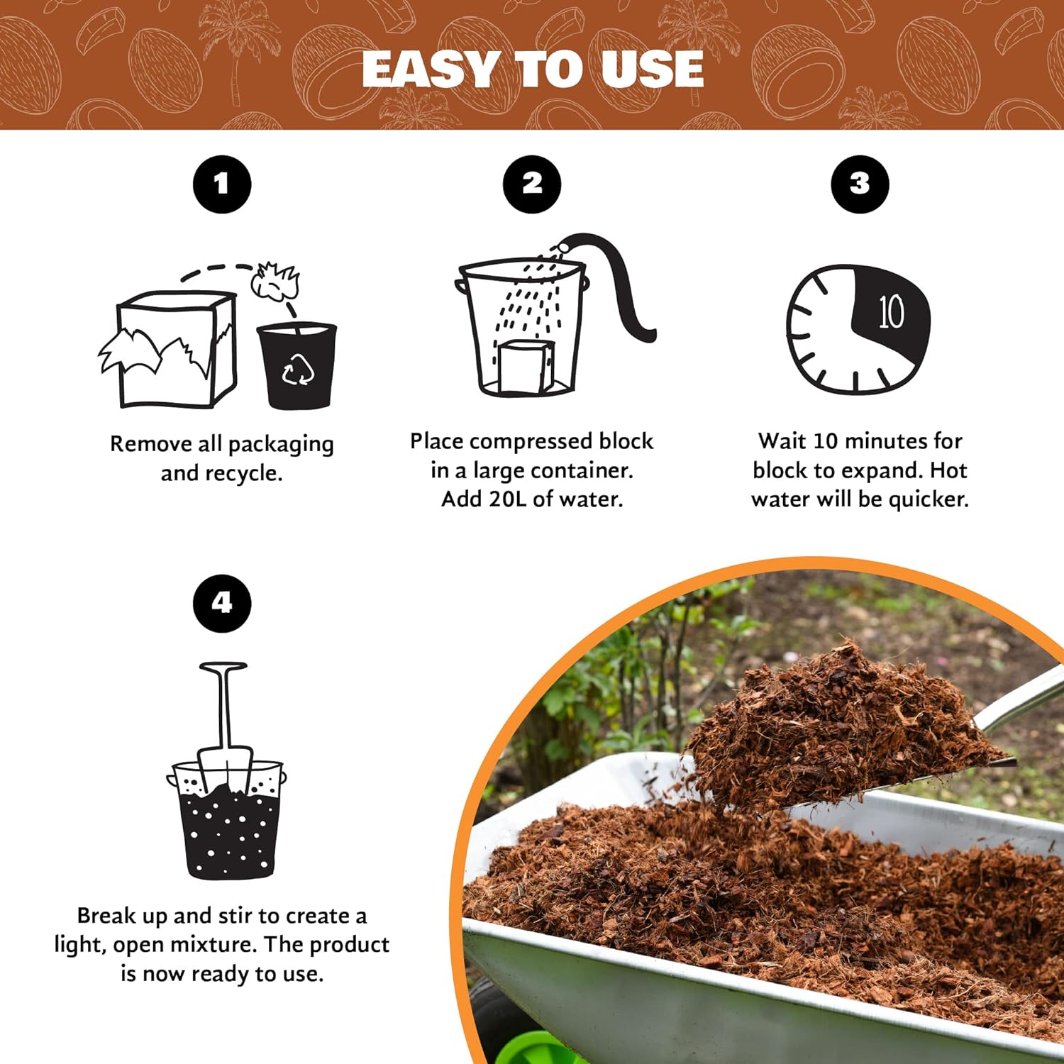 Coco Chip Mulch (60L) 100% Natural Eco-friendly Coir Mulch