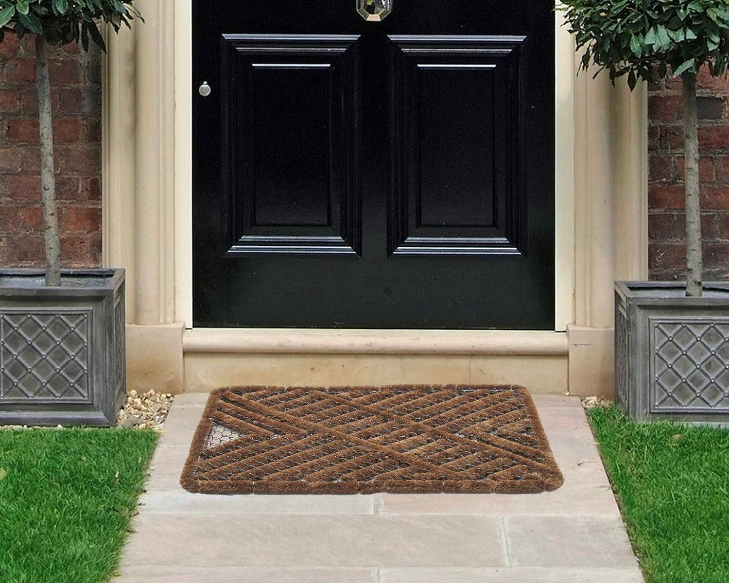 Coco & Coir Door Mat | Outdoor | Weather Proof Front Door Mat | Water Draining Boot Scraper (Iron Heart)