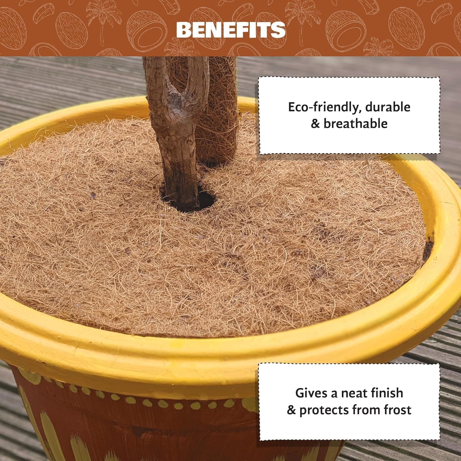 COCO & COIR Mulch Mats | 20cm / 8 inches | 6 pack | Strawberry Mats and Plant Protection Indoor and Outdoor