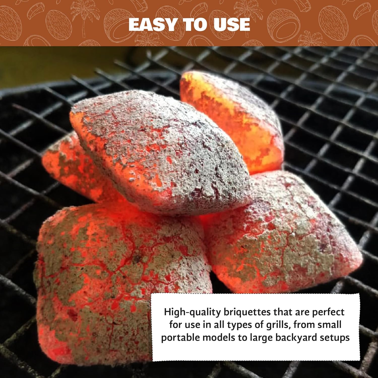 COCO & COIR Natural BBQ Charcoal | Coconut Shell Briquettes | Perfect for Outdoor Barbecues | Long Burn | 100% Natural