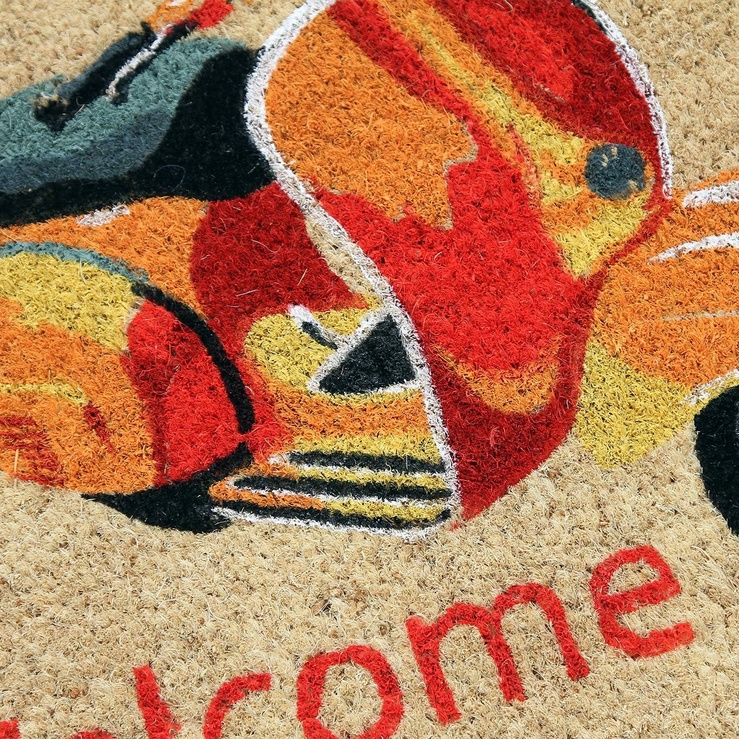 Coco & Coir Door Mats Indoor/Outdoor | Non Slip Colourful Lifestyle Entrance Mat (Scooter Ride)