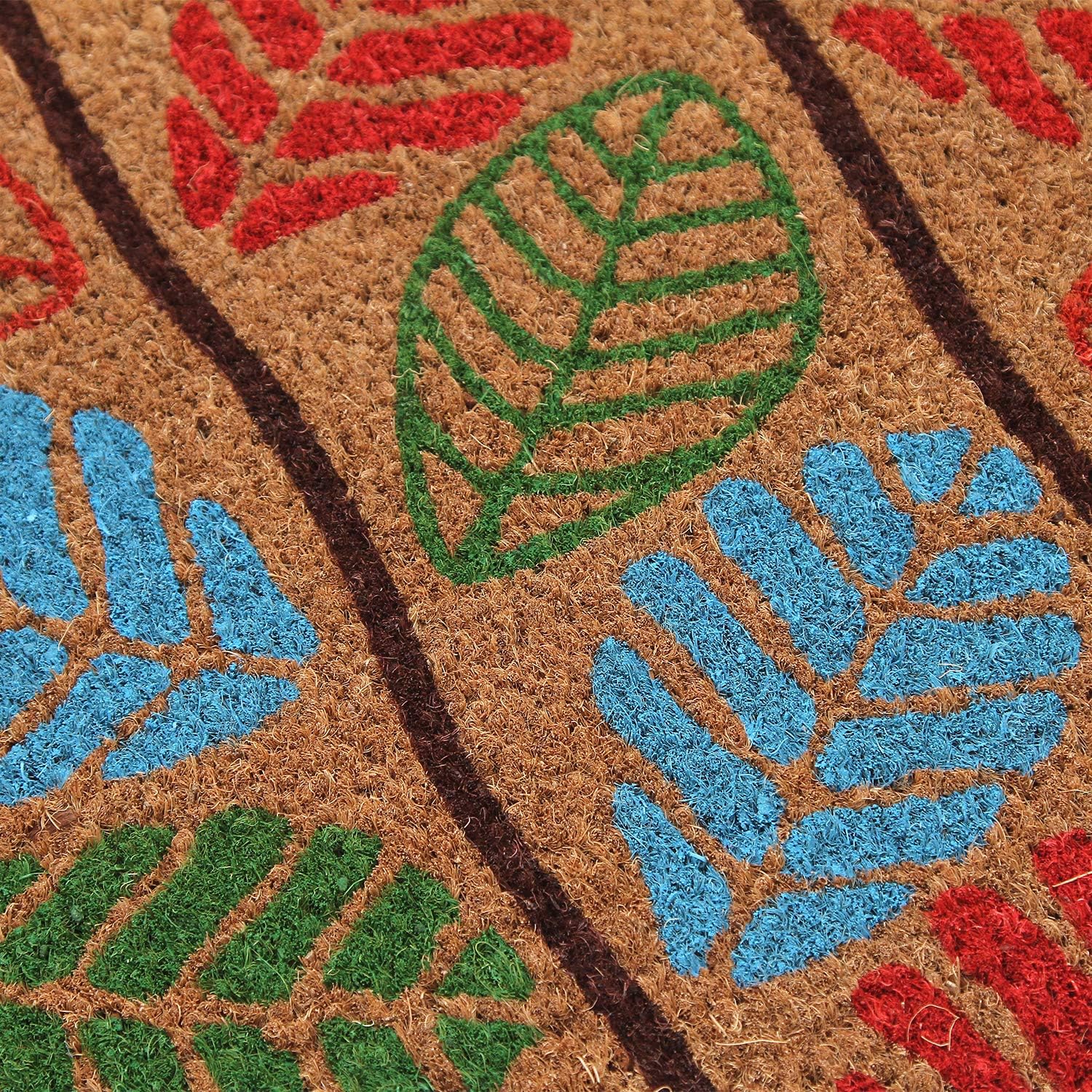 Coco&Coir Door Mat | Non-Slip | Thick Coir | Premium Quality | Rubber Backed | Eco-Friendly | Indoor | Outdoor | Heavy Duty | Leaves Themed | Entrance Door Mat (Early Leaves)