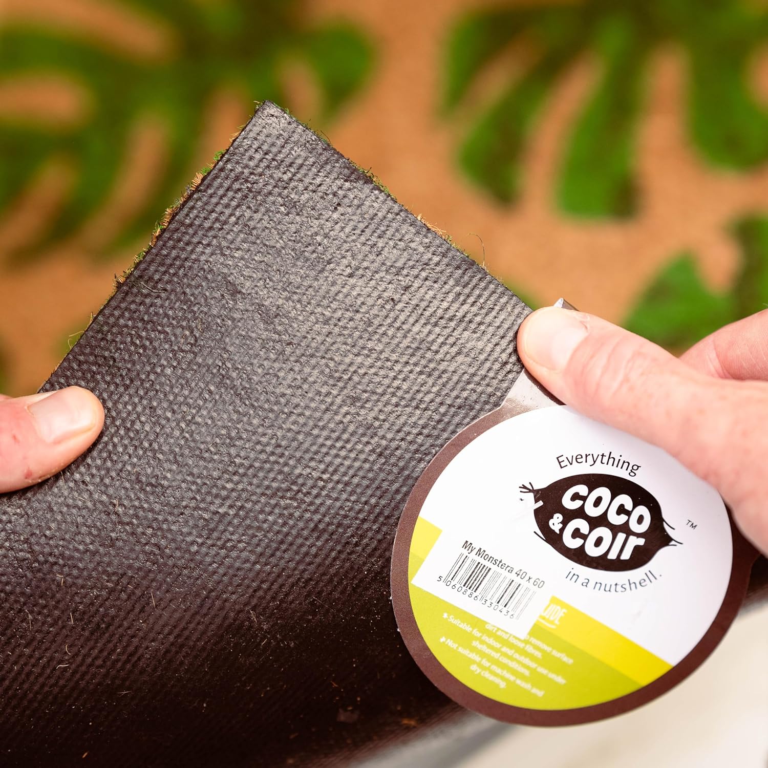 Coco & Coir Door Mats Indoor/Outdoor | Non Slip Monstera Plant Design Entrance Welcome Mat (My Monstera)