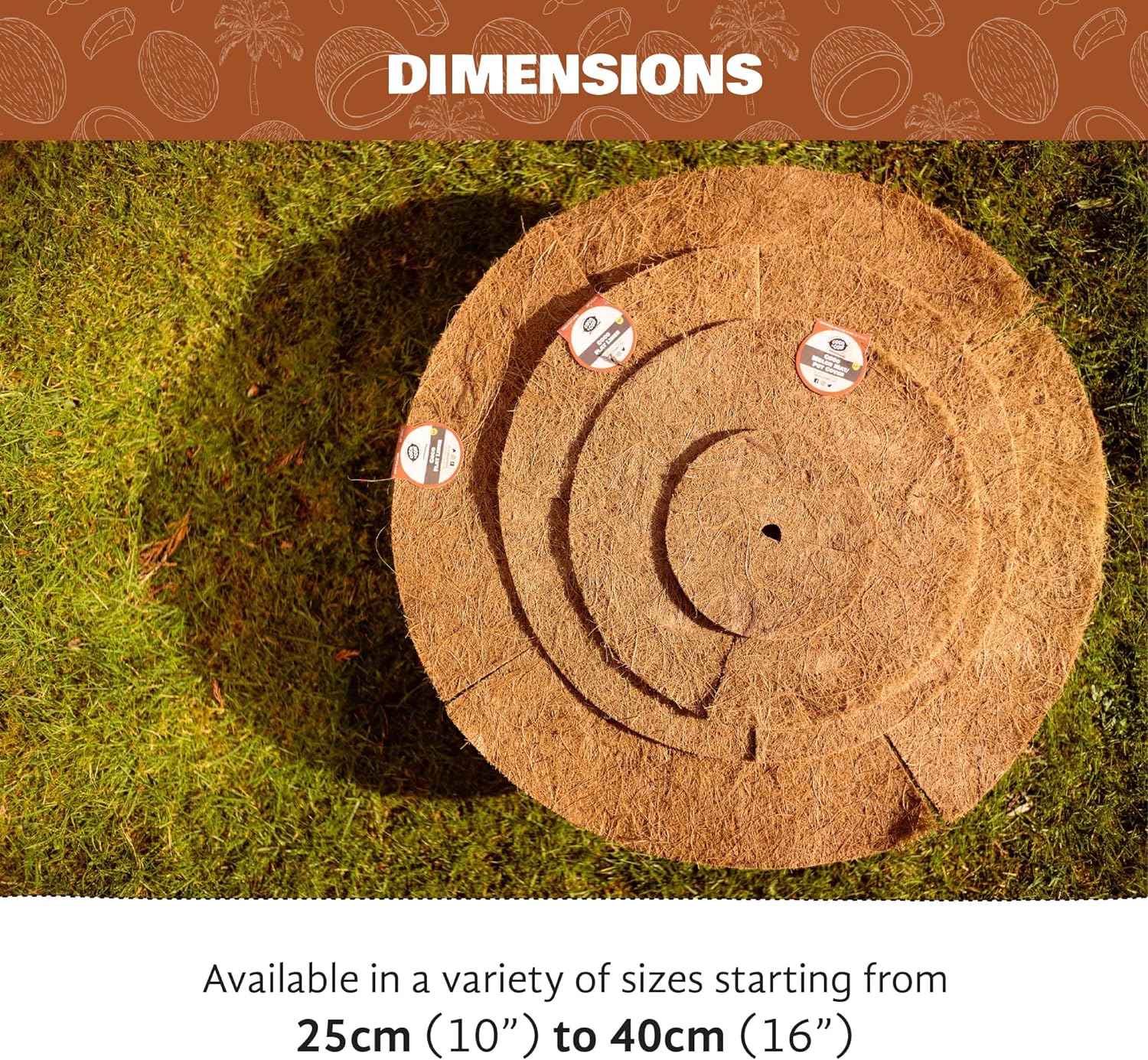 COCO & COIR Flat Basket Liner| Flat Coco Fibre Replacement Liner for Plants Wall Baskets (Round)