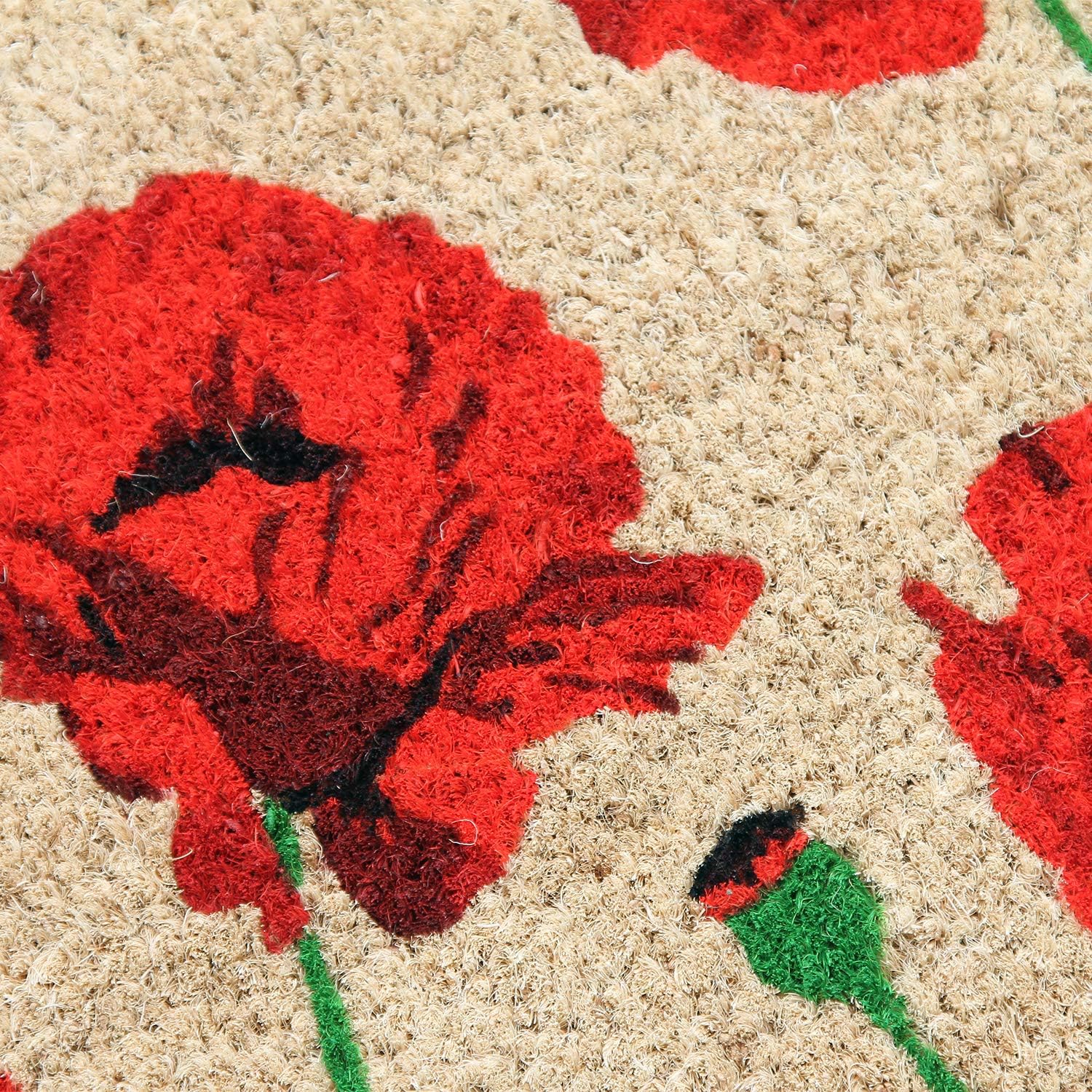 Coco & Coir Door Mats Indoor/Outdoor | Non Slip Bold Poppy Design Welcome Entrance Mat (Eternal Poppy)