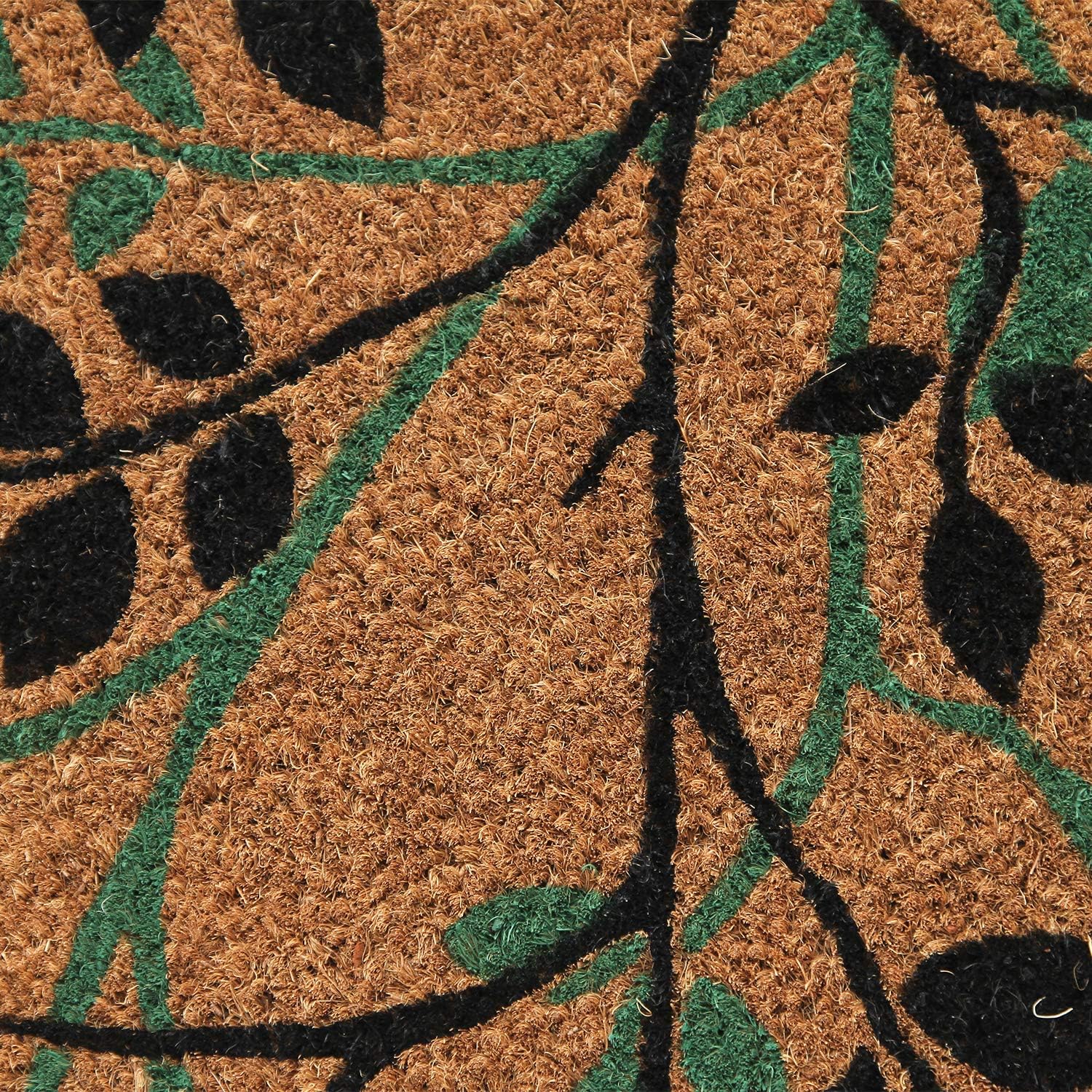 Coco & Coir Door Mat Indoor Outdoor. Natural Organic Coir. Heavy Duty, Non-Slip 1.5cm Thick. Stunning Gardening/Leaves Design Entrance Door Mat (Shadow Leaves)