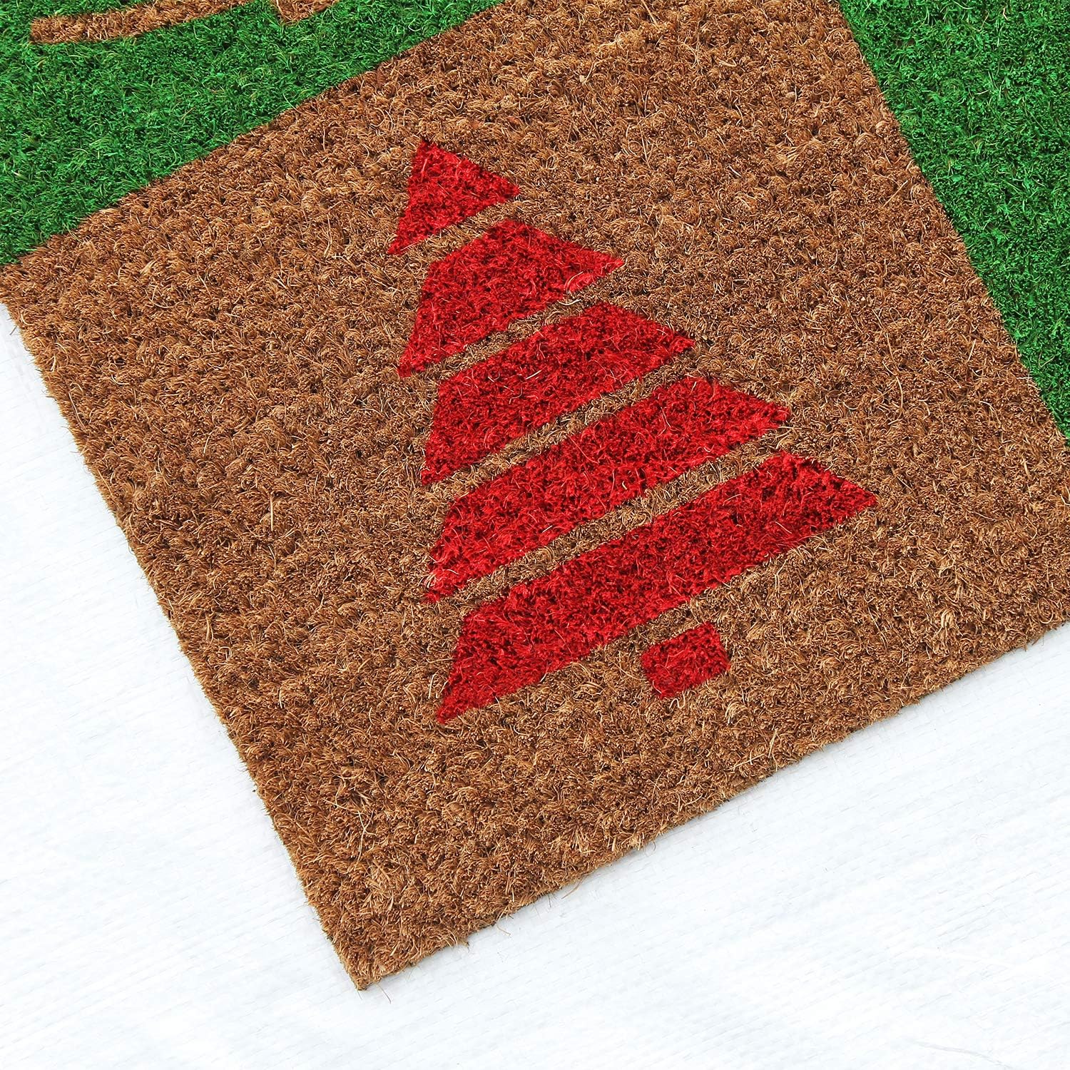 Coco&Coir Door Mat | Non-Slip | Thick Coir | Premium Quality | Rubber Backed | Eco-Friendly | Indoor | Outdoor | Heavy Duty | Christmas Theme | Xmas Entrance Door Mat (Christmas Tree)