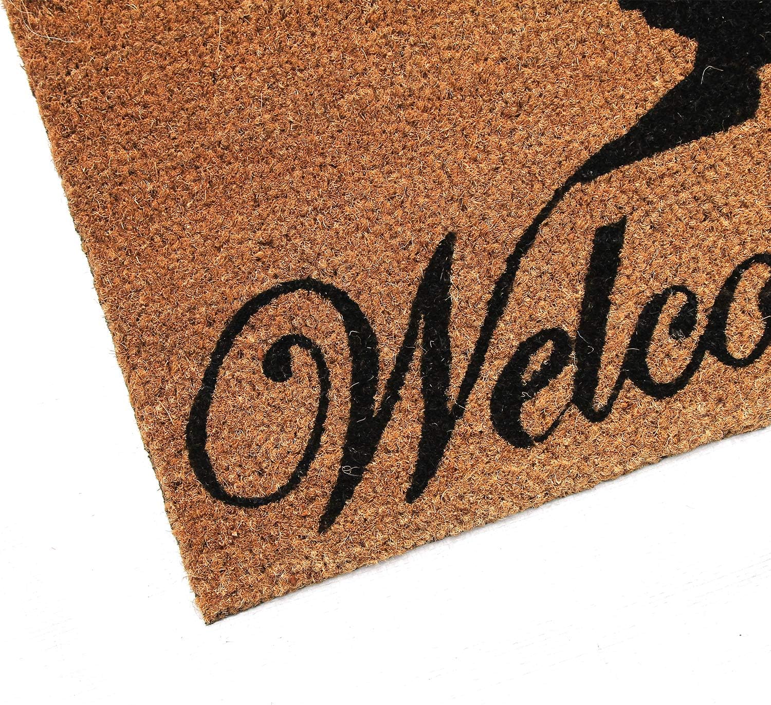 Coco & Coir Door Mats Indoor/Outdoor | Non Slip Bold Poppy Design Welcome Entrance Mat (Poppy Nectar)