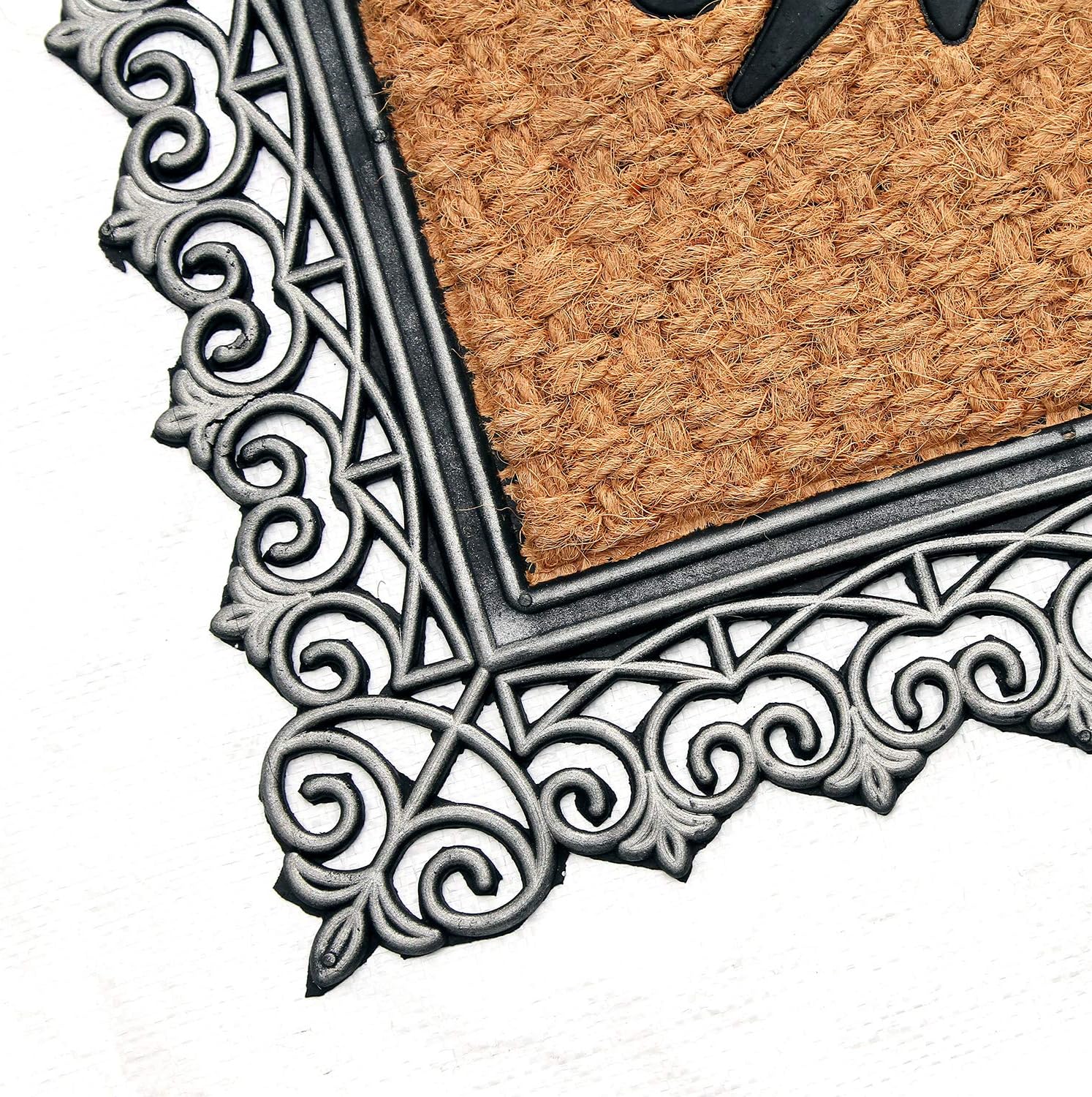 Coco&Coir Natural Coir | Non-Slip | Thick Coir | Premium Quality | Rubber Backed | Eco-Friendly | Indoor | Outdoor | Heavy Duty | Entrance Door Mat (Jasmin Welcome)