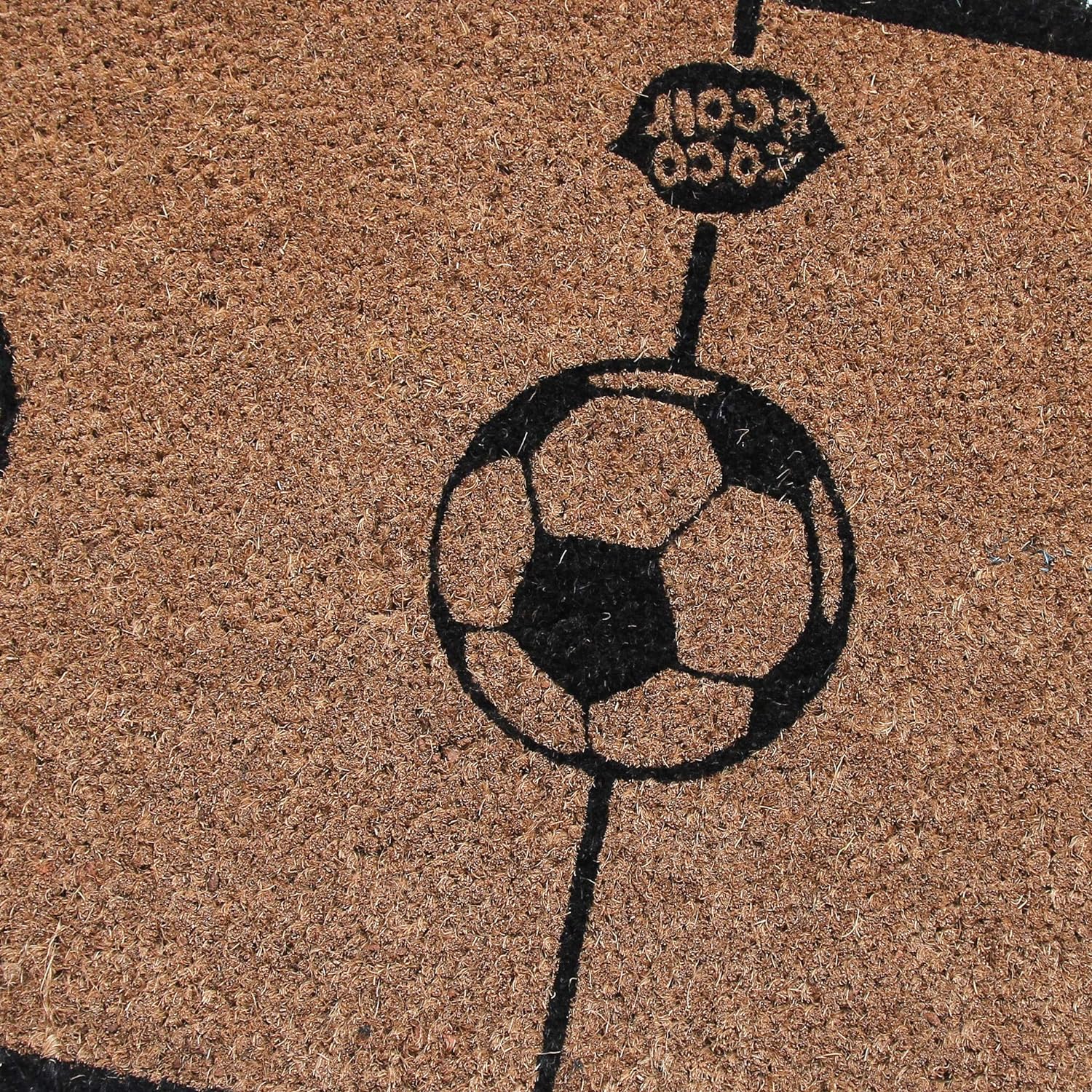 Coco&Coir Natural Coir | Non-Slip | Thick Coir | Premium Quality | Rubber Backed | Eco-Friendly | Indoor | Outdoor | Heavy Duty | Football Themed | Entrance Door Mat (The Game)