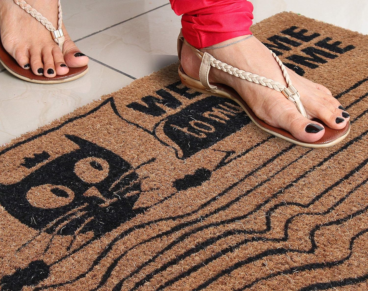 Coco & Coir Door Mat | Indoor Funny | Cat Design Entrance Welcome Mat (Cat Love)