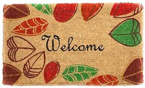 Coco&Coir Natural Coir | Thick Coir | Premium Quality | Eco-Friendly | Indoor | Outdoor | Entrance | Leaves series | 100% Coir Door Mat | 45 x 75 cm (Graceful Leaves)