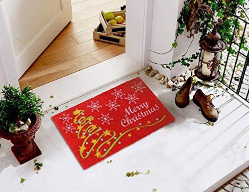 Coco&Coir Door Mat | Non-Slip | Thick Coir | Premium Quality | Rubber Backed | Eco-Friendly | Indoor | Outdoor | Heavy Duty | Christmas Theme | Xmas Entrance Door Mat (Star Xmas)
