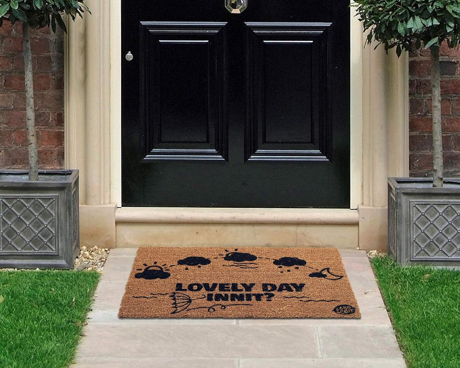 Coco&Coir Natural Coir | Non-Slip | Thick Coir | Premium Quality | Rubber Backed | Eco-Friendly | Indoor | Outdoor | Heavy Duty | Weather Themed | Entrance Door Mat (Rain or Shine)