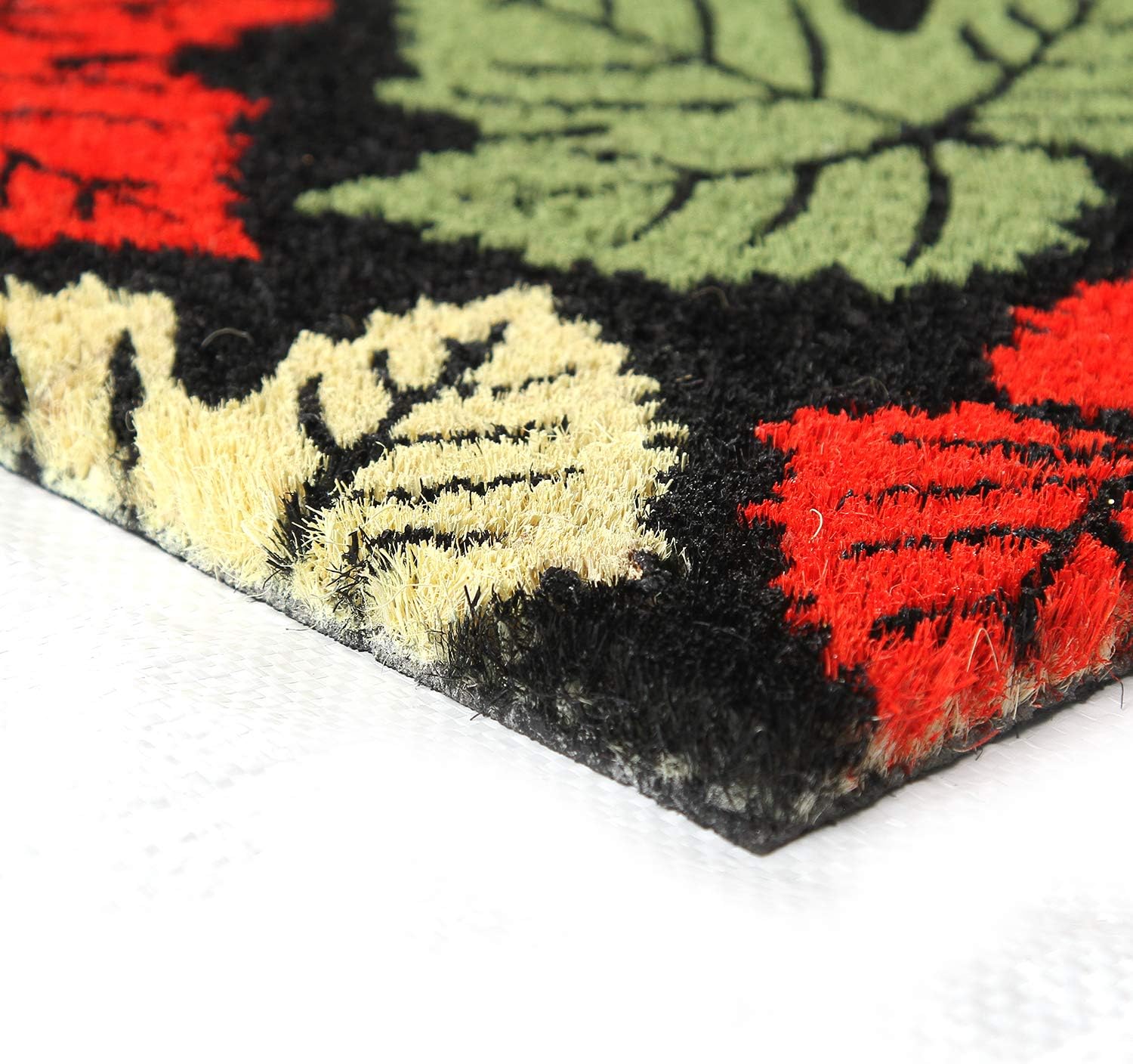 Coco & Coir Door Mat Indoor/Outdoor | Non Slip 100% Natural Coir Eco-friendly Entrance Mat | Leaf Design (Maple Rain)