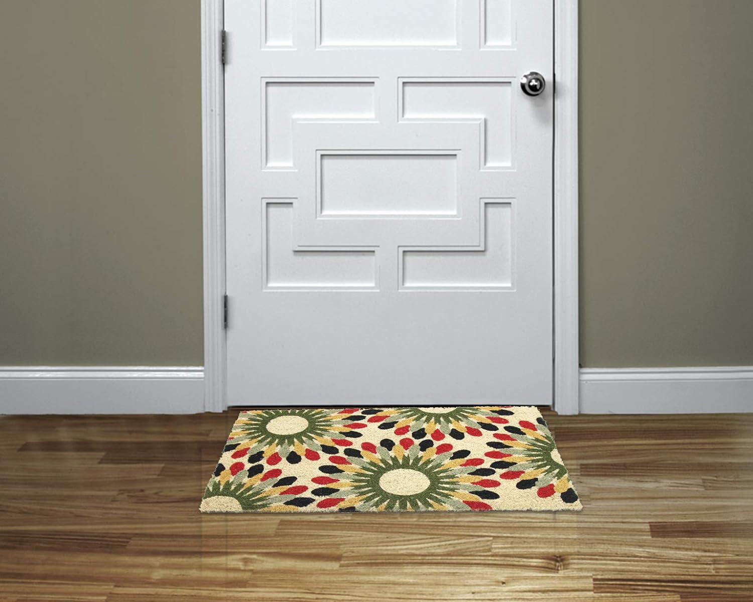 Coco&Coir Door Mats | Non-Slip | Thick Coir | Premium Quality | Rubber Backed | Eco-Friendly | Indoor | Outdoor | Heavy Duty | Flower Series | Door Mat (Indian Bloom)